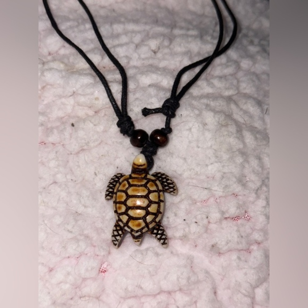 Bohemian Turtle Pendant Necklace with Black Cord
